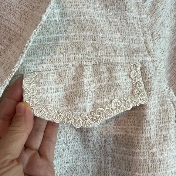 Halogen Nordstrom Womens Tweed Blazer Jacket Sz 2 Ivory Gold - Picture 4 of 10